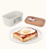 ⁦Porcelain Butter Dish with Lid and Knife⁩ - الصورة ⁦2⁩