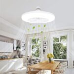 ⁦Ceiling Fan with LED Light E27 Connection Cool White Light Internal Blades Ceiling Fan 1 Speed and Quiet Motor⁩ - الصورة ⁦3⁩