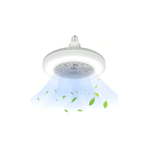 تصميم بدون عنوان (73) Ceiling Fan with LED Light E27 Connection Cool White Light Internal Blades Ceiling Fan 1 Speed and Quiet Motor - الصورة 1