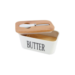 Porcelain Butter Dish with Lid and Knife